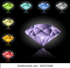 Multi-colored gems set. There is an option in the vector.