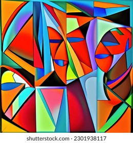 abstracción geométrica multicolor en el estilo del cubismo