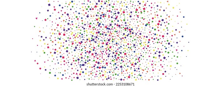 Multicolored Geometric Background White Vector. Circle Congratulation Design. Colorful Top. Rainbow Polka Transparent. Confetti Holiday Illustration.