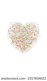 Multicolored Geometric Background White Vector. Dot Event Frame. Rainbow Christmas. Colorful Confetti Anniversary. Round Gift Illustration.