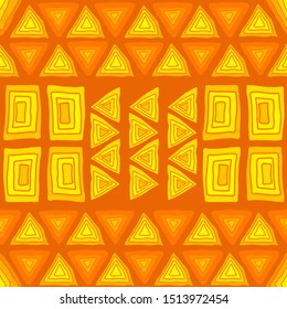 Multi-colored geometric figures vector illustration. Triangle tribal pattern. Ethnic vector background. Vector doodle background. Ornamental seamless print. Decorative ornament. Trendy vintage style