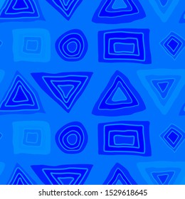 Multi-colored geometric figures vector illustration. Triangle tribal pattern. Ethnic vector background. Vector doodle background. Ornamental seamless print. Decorative ornament. Trendy vintage style