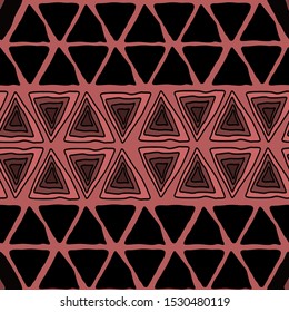 Multi-colored geometric figures vector illustration. Triangle tribal pattern. Ethnic vector background. Vector doodle background. Ornamental seamless print. Decorative ornament. Trendy vintage style