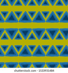 Multi-colored geometric figures vector illustration. Triangle tribal pattern. Ethnic vector background. Vector doodle background. Ornamental seamless print. Decorative ornament. Trendy vintage style