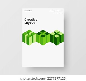 Multicolored geometric hexagons annual report layout. Simple handbill design vector illustration.