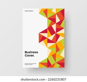 Multicolored geometric hexagons leaflet illustration. Original cover vector design template.