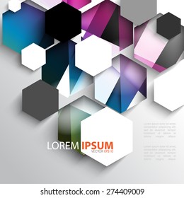  multicolored geometric overlapping white hexagon frame corporate business background eps10 vector