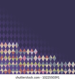Multi-colored geometric pattern in gradient ultraviolet - Vector illustration. Colorful mosaic of purple, magenta, pink, green, blue, brown, and beige colors. Use as background, graphic design, etc.