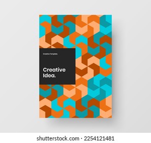 Diseño de portada del diario de patrones geométricos multicolor. Increíble panfleto A4 diseño ilustración vectorial.