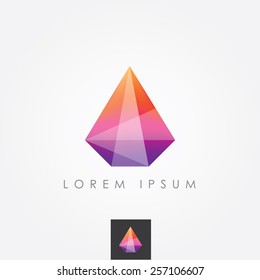 Multicolored Geometric Polygon Facet Crystal Gem Logo Icon