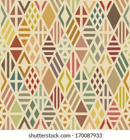 Multicolored geometric seamless pattern with rhombuses. Vector background.