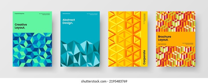 Conjunto de ilustraciones de portada del catálogo de formas geométricas multicolores. Nuevo paquete de concepto vectorial de diseño de volante.