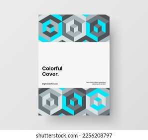 Multicolored geometric shapes front page layout. Colorful leaflet A4 design vector concept.