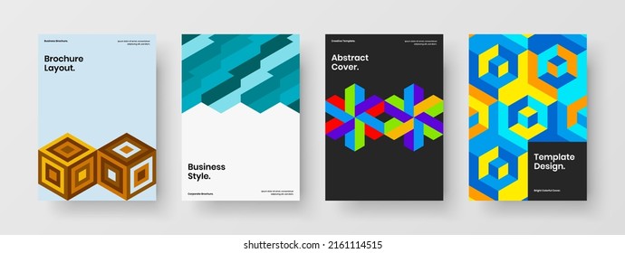 Composición de concepto de la lista de control de formas geométricas multicolores. Colección de ilustraciones vectoriales de diseño de portada de libro limpia A4.