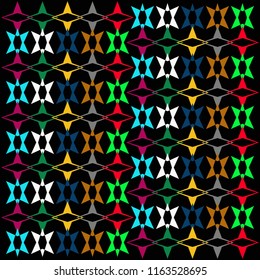Multicolored geometric shapes on a black background