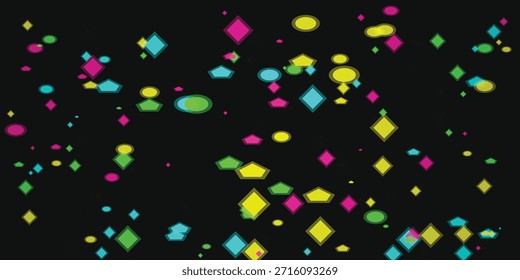Multicolored geometric shapes on dark background