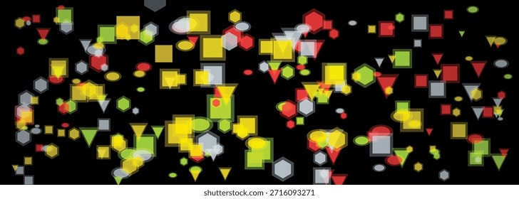 Multicolored geometric shapes on dark background