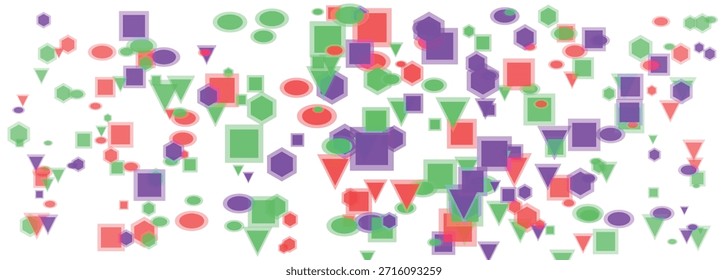 Multicolored geometric shapes on white