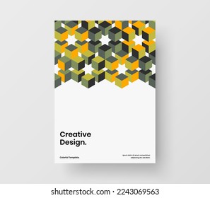 Plantilla de folleto de formas geométricas multicolores. Diseño vectorial de diseño A4 aislado.