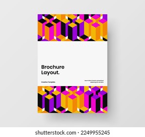 Multicolored geometric shapes postcard template. Clean company brochure design vector illustration.