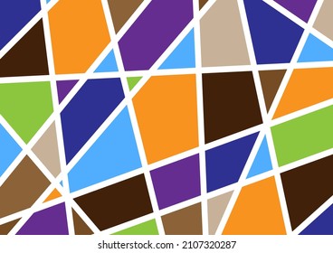 The multicolored geometric shapes vector has a white frame around each color