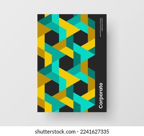 Multicolored geometric tiles corporate identity layout. Original journal cover vector design concept.