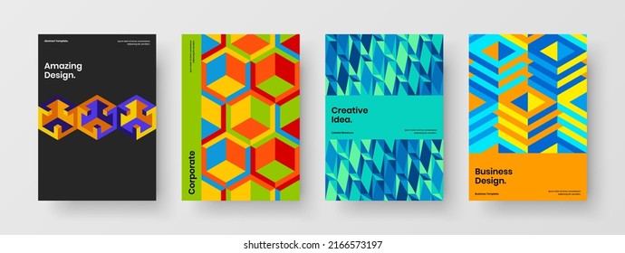 Composición de diseño de página principal de mosaicos geométricos multicolores. Nueva colección de concepto de vectores de diseño de folletos de la empresa.