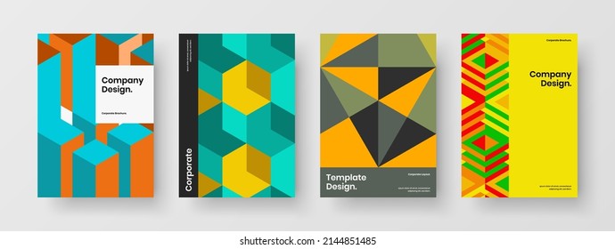 Composición de plantilla de fichas geométricas multicolores. Colección de concepto de vectores de diseño de folletos corporativos minimalista.