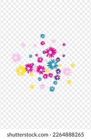 Multi-colored Gerbera Background Transparent Vector. Flower Decoration Tile. Yellow Floral Duplicate. Spring Illustration. Simple Colorful Petal.