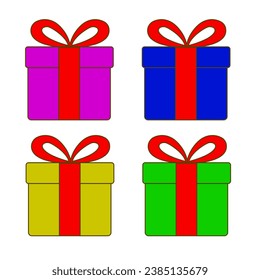 
Multi-colored gift boxes with red ribbon.
Vector gifts, New Year gifts