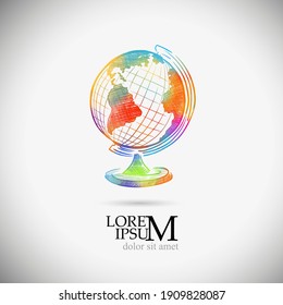 Multicolored Globe Object. Back To School. Globe Logo. Vector Illustration