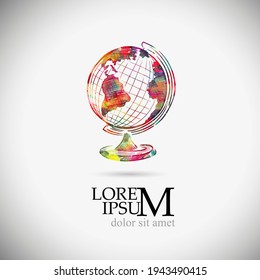 Multicolored Globe Object. Back To School. Globe Logo. Vector Illustration