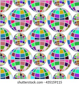 Multicolored globe seamless pattern on white background
