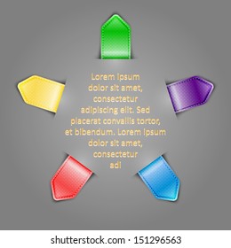 Multicolored glossy arrows (labels), diverging in different directions. Vector illustration.