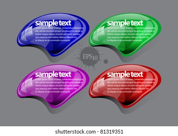 multicolored glossy label with a transparent shadow