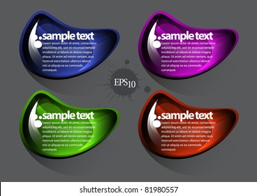 multicolored glossy label with a transparent shadow