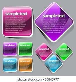 multicolored glossy label with a transparent shadow