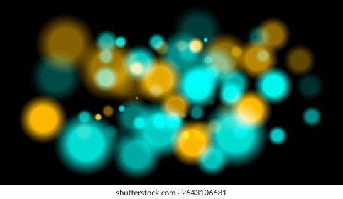 Multicolored glowing circles with blur on black background. Soft depth effect with vibrant color contrast.