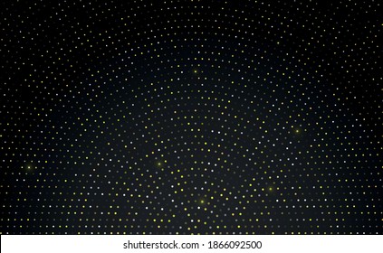 Puntos brillantes multicolores sobre un fondo negro - Ilustración vectorial