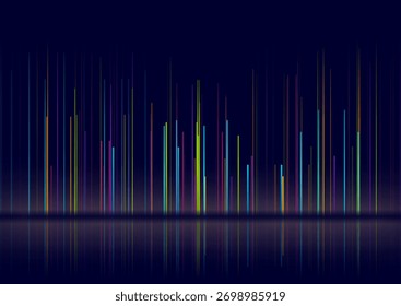Fundo abstrato da tecnologia de linhas mínimas com brilho multicolorido. Design vetorial gráfico futurista