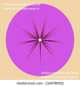 Multi-colored glowing star, the lines are thin, in a circle lilac color. The background is light yellow.
