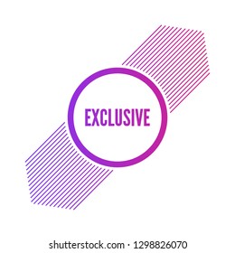 Multicolored gradient circle banner exclusive sales with diagonal lines. Stylish vector illustration.