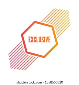 Multicolored gradient hexagon banner exclusive sales with diagonal lines. Stylish vector illustration.