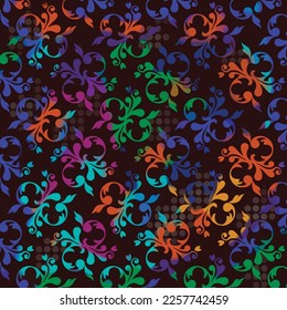 Multicolored gradient leaves and polka dots design