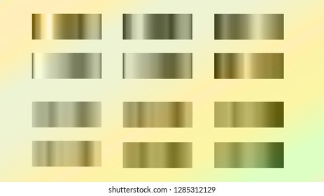 Multicolored gradient set. Mesh and regular gradients. Golden colors. 
For designers. Vector. Holiday colors. Emerald, virid, green color.

