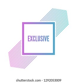 Multicolored gradient square banner exclusive sales with diagonal lines. Stylish vector illustration.