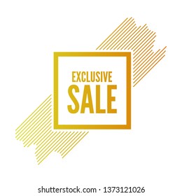 Multicolored gradient square banner exclusive sales with diagonal lines. Stylish vector illustration.