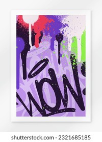 multicolored graffiti background with letters, bright colored lettering tags in the style of graffiti street art. Vector illustration set
