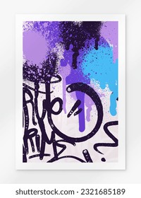 fondo de graffiti multicolor con letras, etiquetas con letras de colores vivos al estilo del arte callejero del graffiti. Conjunto de ilustraciones vectoriales
