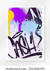 multicolored graffiti background with letters, bright colored lettering tags in the style of graffiti street art. Vector illustration set
